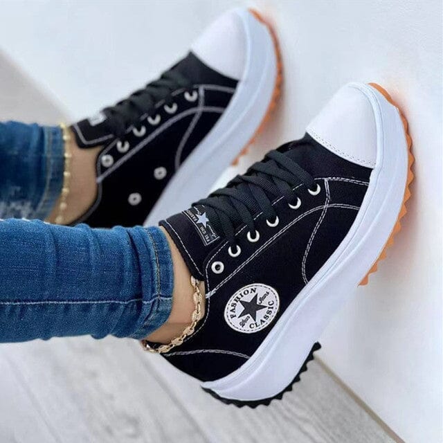 Women's Platform Canvas Sneakers Lace-Up Casual Everyday Streetwear Walking Comfort Trendy – Heidi Multicolor