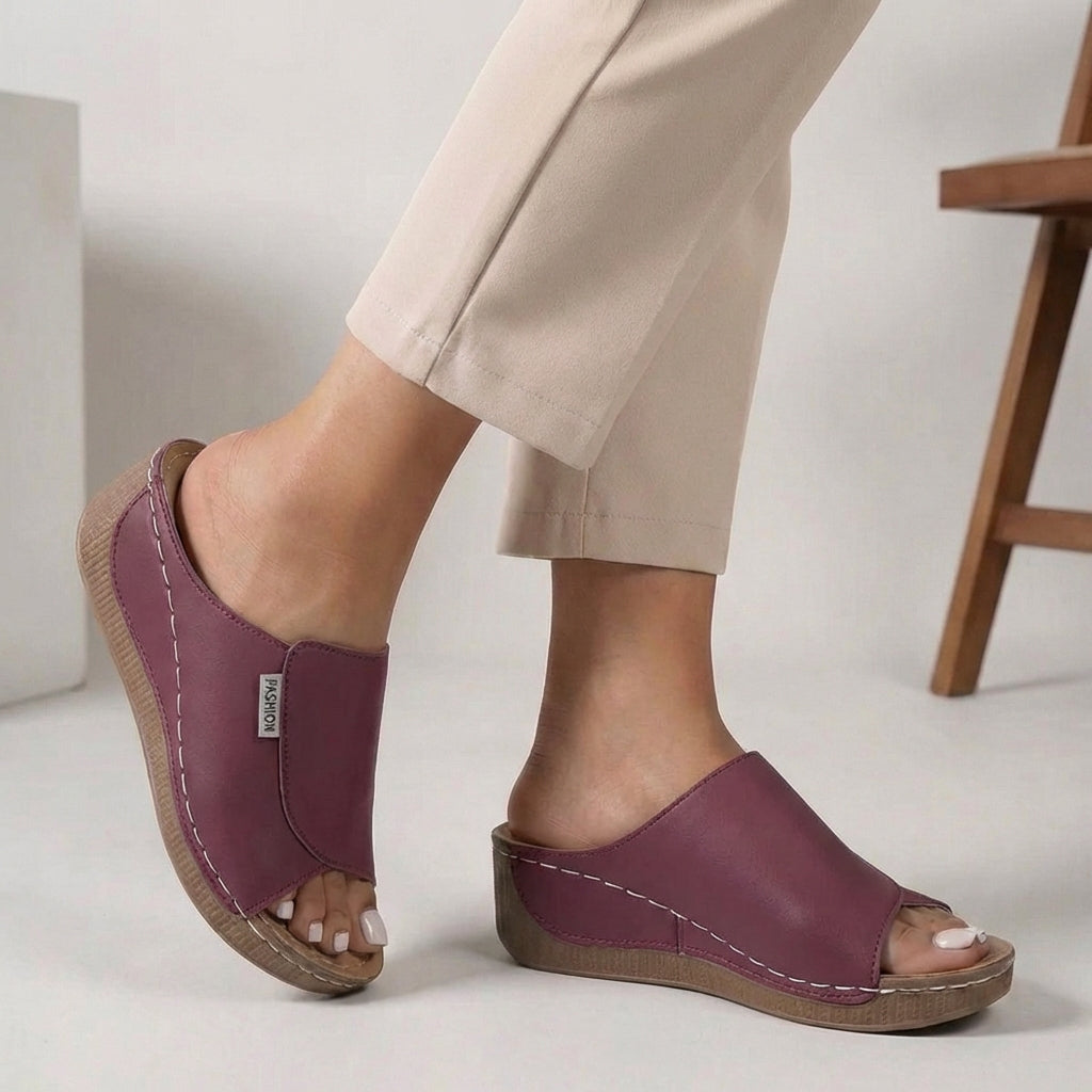 Women's Slip-On Wedge Comfort Slippers Open Toe Casual Summer – Madison
