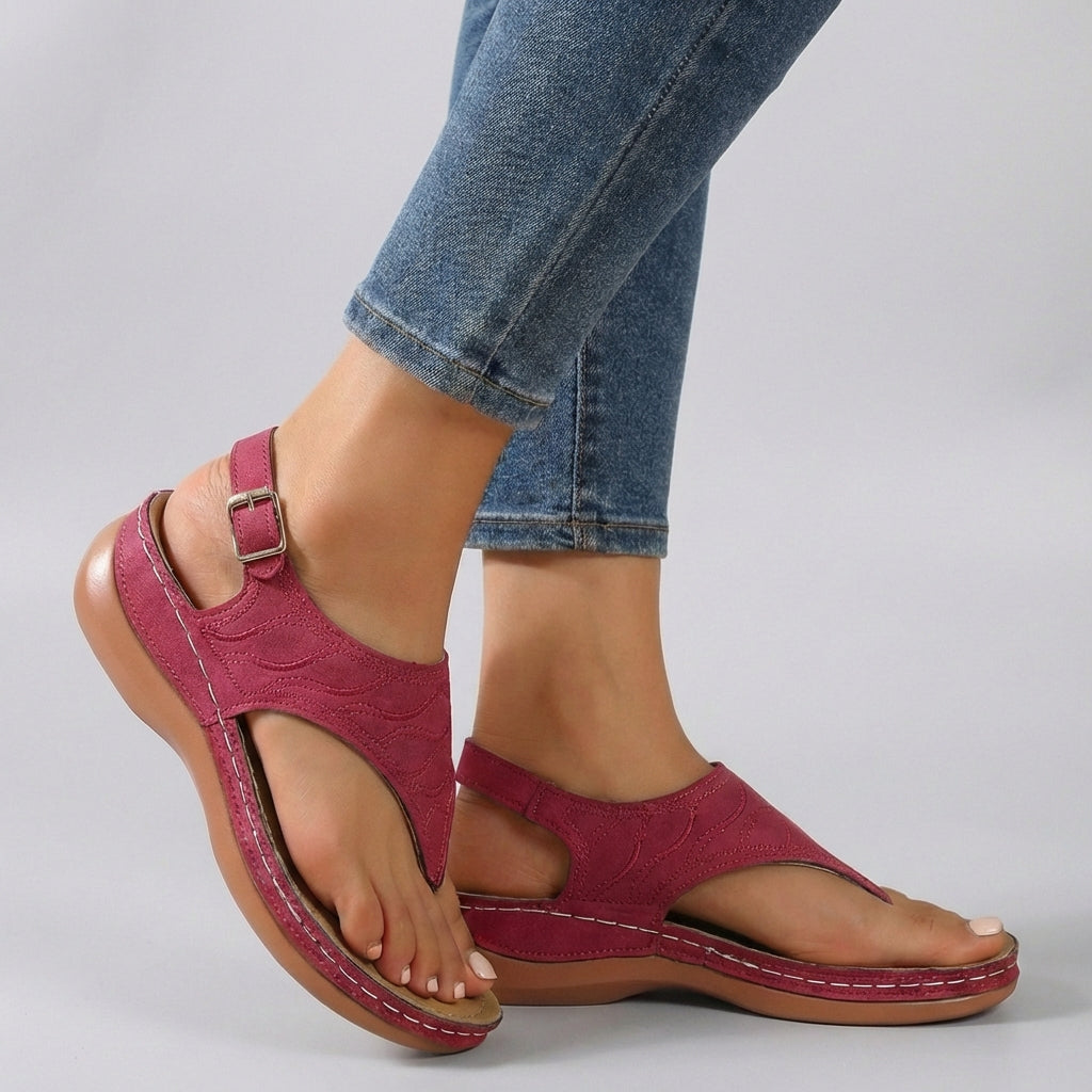 Women's Comfort Fit Ankle Strap Wedge Sandals Open Toe Flip Flop Casual Summer Shoes – Amelia