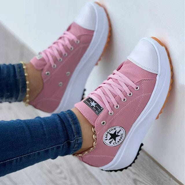 Women's Platform Canvas Sneakers Lace-Up Casual Everyday Streetwear Walking Comfort Trendy – Heidi Multicolor