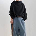 Women's Sophisticated High Neck Top Relaxed Silhouette Long Sleeve Casual Elegant – Renli