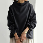 Women's Sophisticated High Neck Top Relaxed Silhouette Long Sleeve Casual Elegant – Renli
