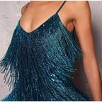 Pink Feather Sequin Mini Elegant Dress Spaghetti Straps Glam Cocktail Night Out Party Dress