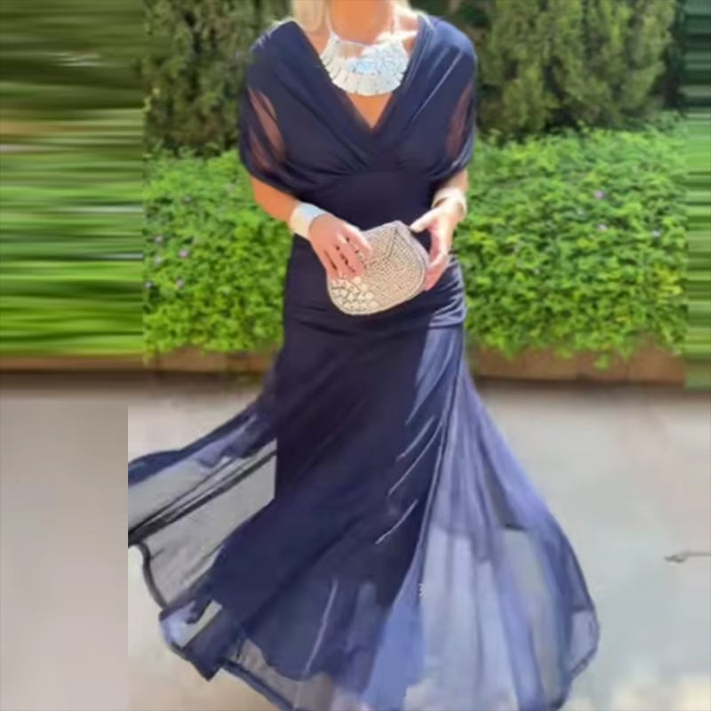Women's Flowing Floral Long Dress Off-Shoulder V-Neck Formal Elegant Wedding Guest Casual – Lilly