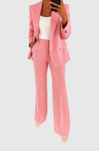 Women's Elegant Two-Piece Suit Set Tailored Blazer Wide-Leg Pants Workwear Formal Chic – Palynette