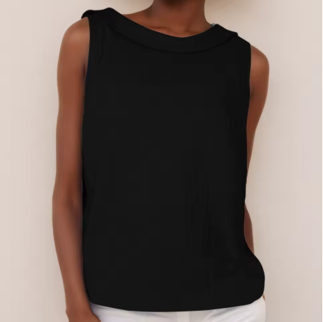 Women's Sleeveless Roll Collar Top Soft Flattering Silhouette Casual Elegant Everyday Chic – Maria