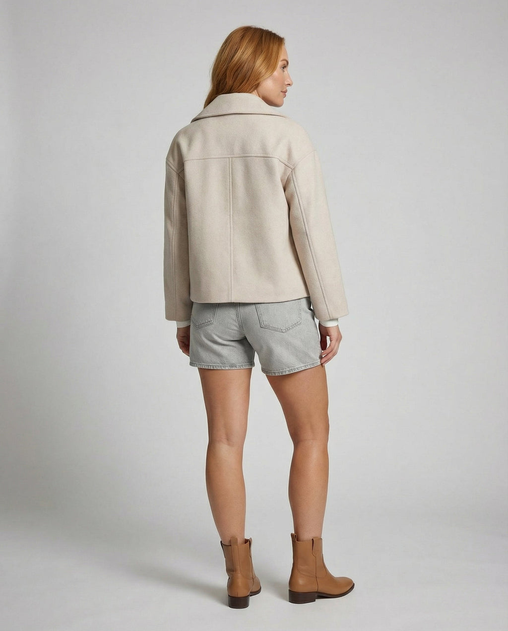 Women's Short Double-Breasted Jacket Lapel Collar Button Placket Casual Chic Cropped Coat – Heidi