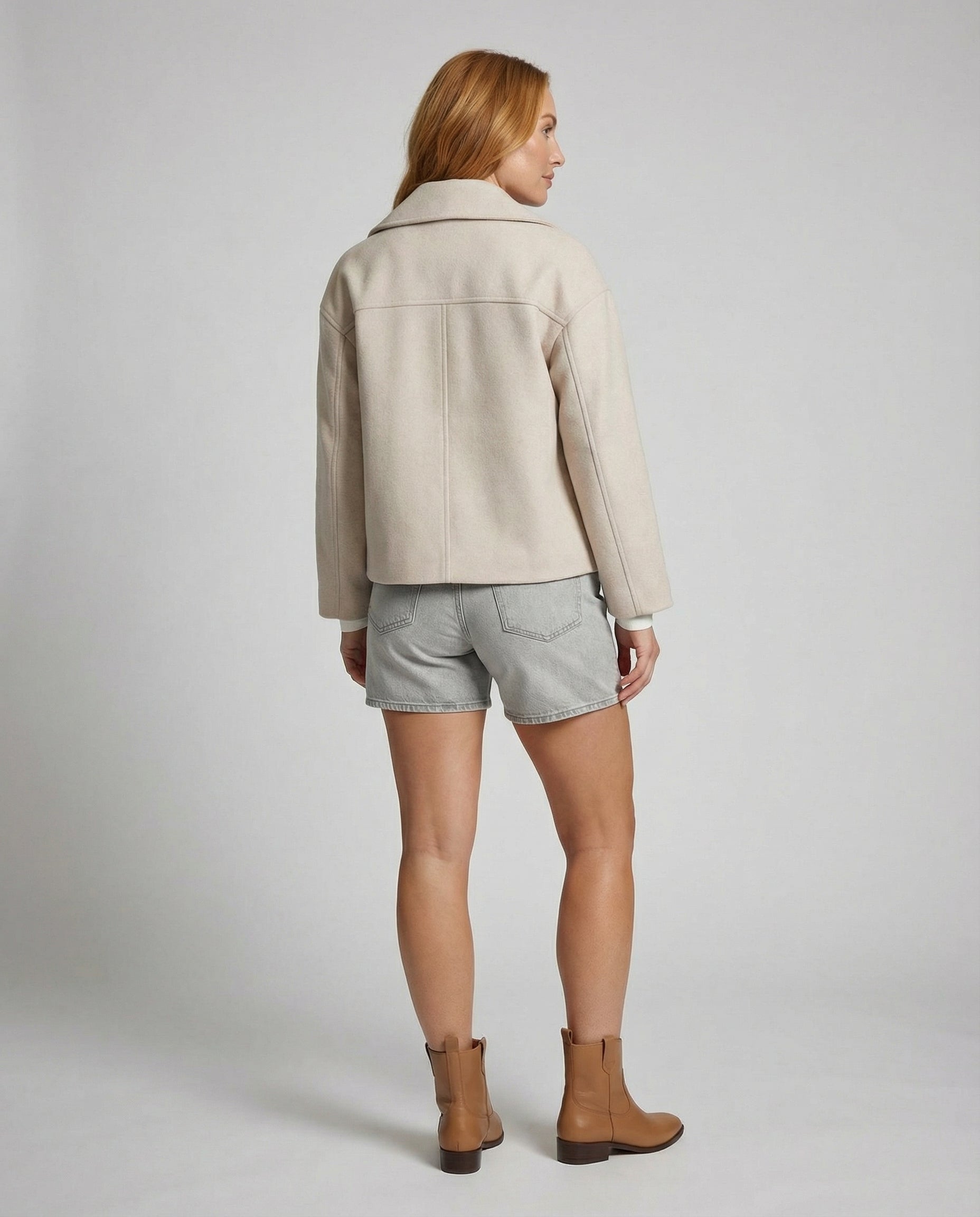 Women's Short Double-Breasted Jacket Lapel Collar Button Placket Casual Chic Cropped Coat – Heidi