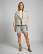 Women's Short Double-Breasted Jacket Lapel Collar Button Placket Casual Chic Cropped Coat – Heidi