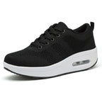 Women's Air Bubble Sneakers Mesh Lace-Up Cushioned Platform Casual Everyday Shoes