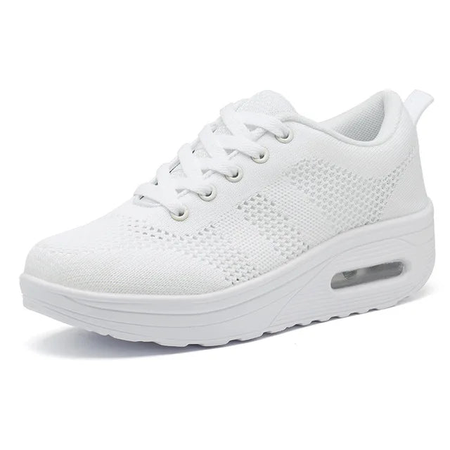 Women's Air Bubble Sneakers Mesh Lace-Up Cushioned Platform Casual Everyday Shoes