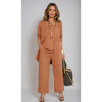 Women's Three-Piece Pant Set Tank Top Wide-Leg Pants Business Casual Elegant Versatile Chic