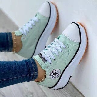 Women's Platform Canvas Sneakers Lace-Up Casual Everyday Streetwear Walking Comfort Trendy – Heidi Multicolor