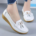 Women's Leather Moccasin Loafers Slip-On Flat Arch Support Casual Everyday Shoes