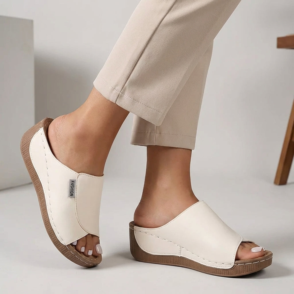 Women's Slip-On Wedge Comfort Slippers Open Toe Casual Summer – Madison