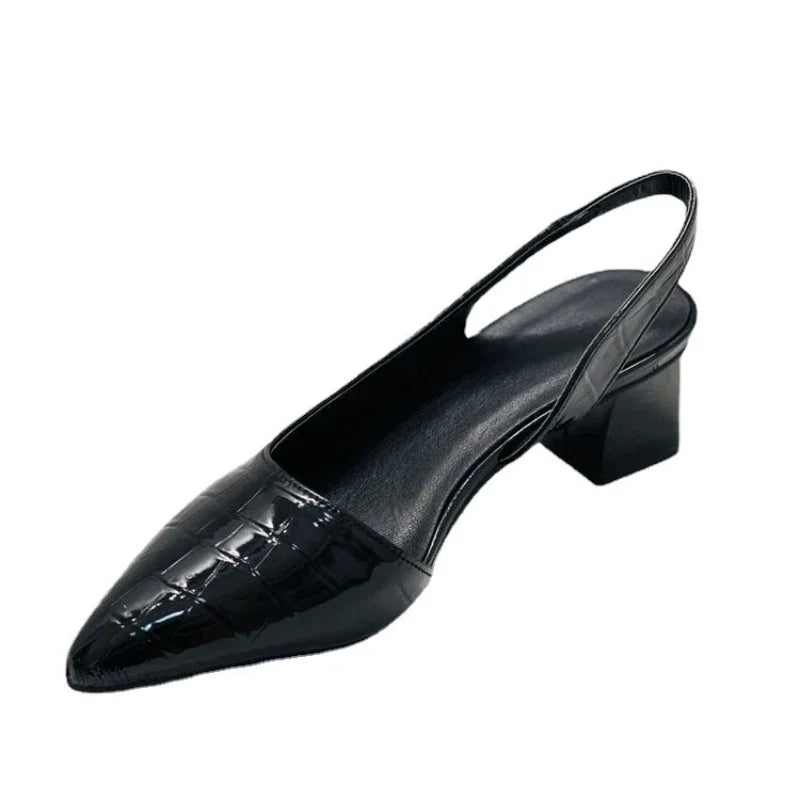Women's Elegant Pointed Toe Slingback Pumps Low Heel Work Office Formal Wedding Party Everyday – Pernille Black Brown