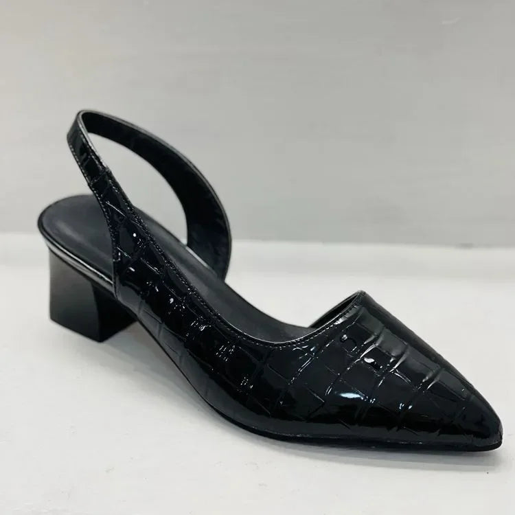 Women's Elegant Pointed Toe Slingback Pumps Low Heel Work Office Formal Wedding Party Everyday – Pernille Black Brown