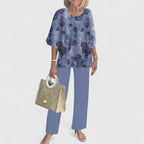 Women's Sophisticated Two-Piece Set Relaxed Blouse Wide-Leg Pants Casual Elegant Everyday – Martha
