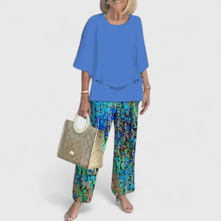 Women's Sophisticated Two-Piece Set Relaxed Blouse Wide-Leg Pants Casual Elegant Everyday – Martha