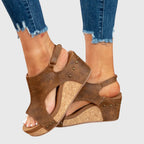 Women's Wedge Sandals Cushioned Insole Adjustable Buckle All-Day Comfort – Adela