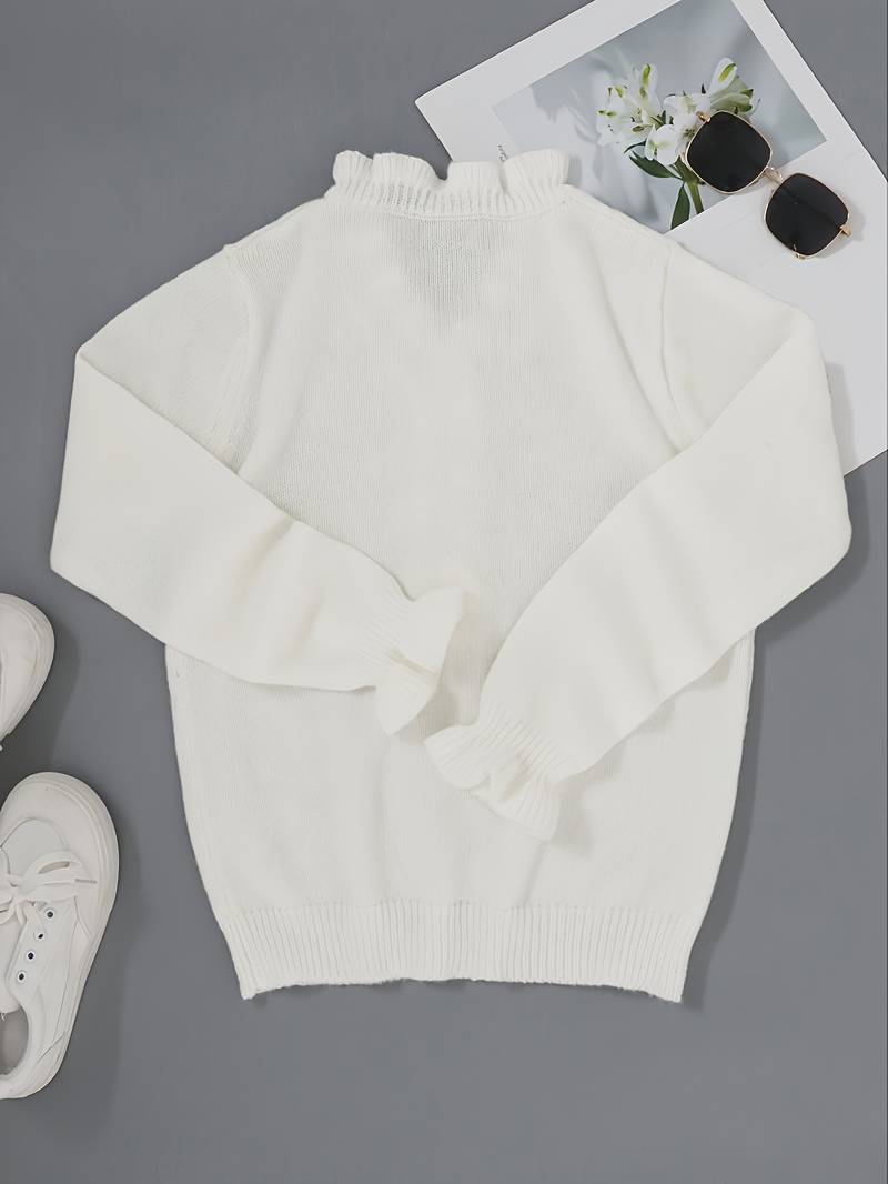 Women's Ruffle Blouse Decorative Buttons Flowing Neckline Feminine Elegant Casual Dressy Chic – Darcey