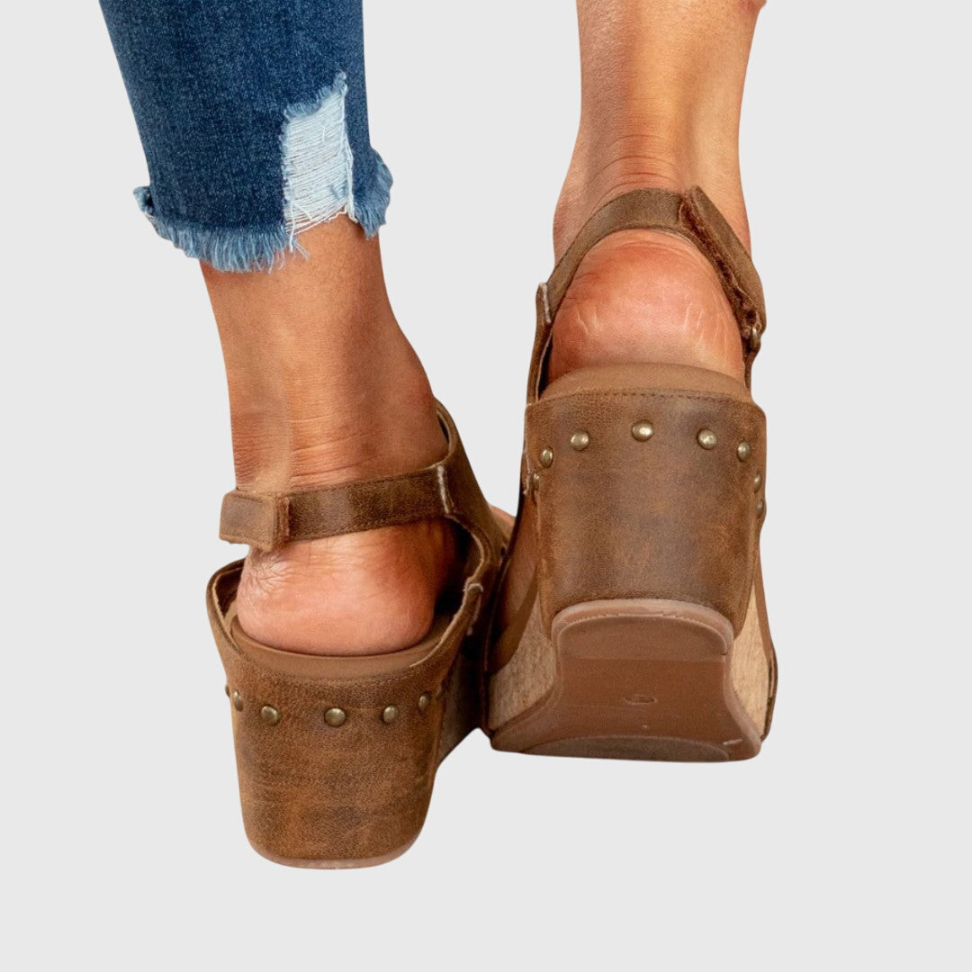 Women's Wedge Sandals Cushioned Insole Adjustable Buckle All-Day Comfort – Adela
