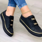 Women's Stylish Sneakers Shock-Absorbing Sole Lace-Up Gold Accents Casual – Alexya
