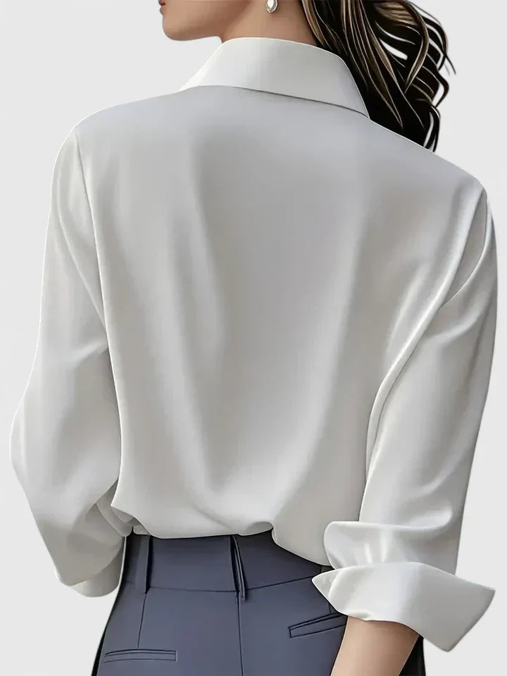 Women's Elegant Button-Down Collar Top Long Sleeve Relaxed Fit Versatile Casual Chic – Melvaya