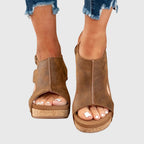 Women's Wedge Sandals Cushioned Insole Adjustable Buckle All-Day Comfort – Adela