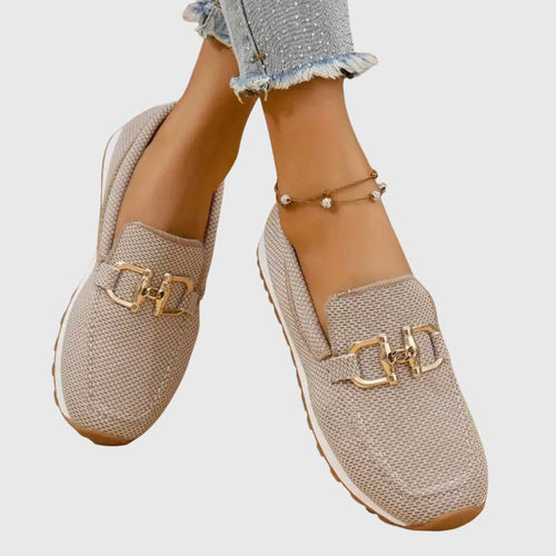 Women's Breathable Loafers Gold Horsebit Detail Lightweight Slip-On – Susana