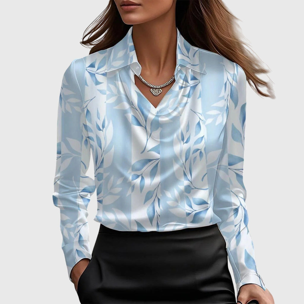 Women's Elegant Satin Blouse Cowl Neck Long Sleeve Luxe Shine Flowing Fit Casual Chic – Brooklyn