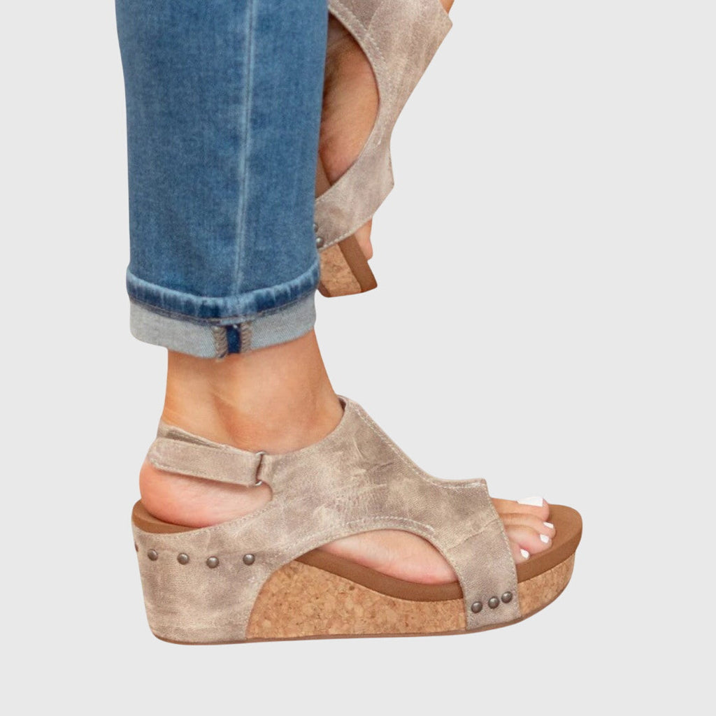 Women's Wedge Sandals Cushioned Insole Adjustable Buckle All-Day Comfort – Adela
