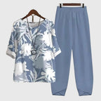 Women's Casual Loose Two-Piece Set Printed Short Sleeve Top Wide-Leg Pants Comfortable Everyday – Alessia