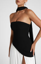 Women's Elegant Strapless Maxi Dress Fitted Slit Formal Party Wedding Guest Sophisticated – Mya