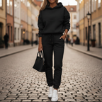 Women's Fleece Two-Piece Tracksuit Set Casual Everyday Loungewear Streetwear Jogger Sweatshirt Pants Cozy Outfit –