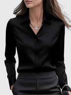 Women's Elegant Button-Down Collar Top Long Sleeve Relaxed Fit Versatile Casual Chic – Melvaya