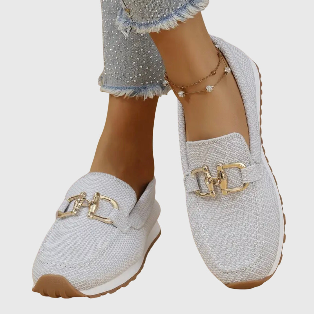 Women's Breathable Loafers Gold Horsebit Detail Lightweight Slip-On – Susana