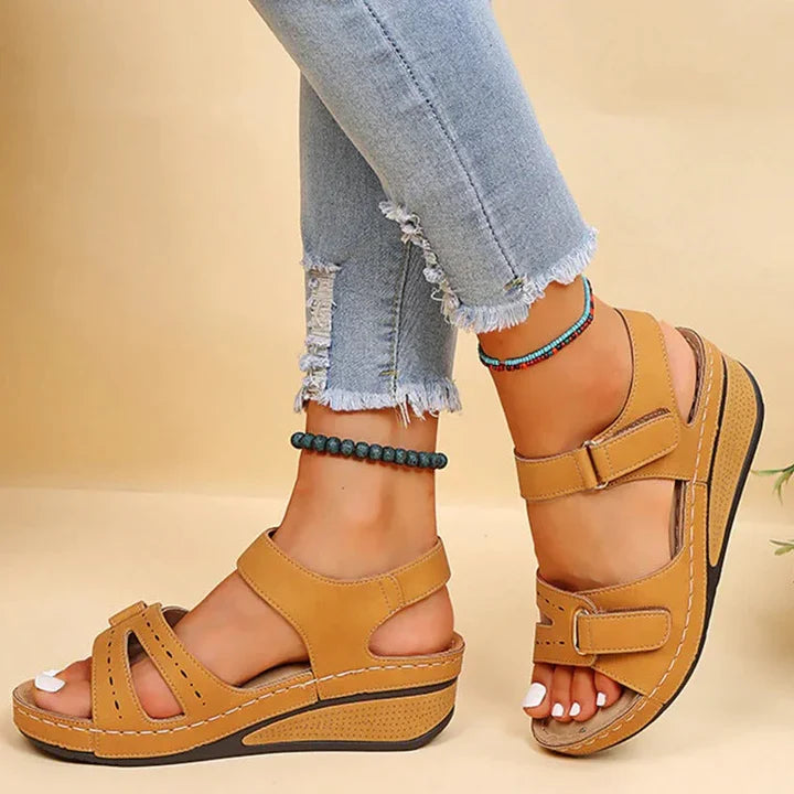 Women's Wedge Sandals Adjustable Strap Open Toe Arch Support Casual Summer Shoes – Alfreda