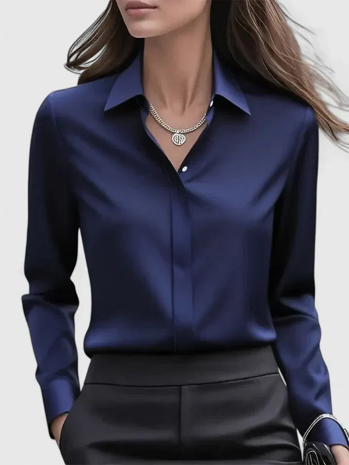 Women's Elegant Button-Down Collar Top Long Sleeve Relaxed Fit Versatile Casual Chic – Melvaya