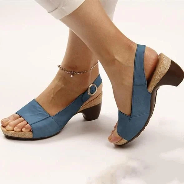 Women's Heeled Sandals Block Heel Arch Support Open Toe Casual Formal Summer Shoes – Marley Elegance