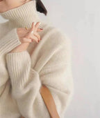 Women's Cashmere Turtleneck Sweater Soft Cozy Relaxed Fit Warm Casual Elegant Winter – Beige