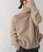 Women's Cashmere Turtleneck Sweater Soft Cozy Relaxed Fit Warm Casual Elegant Winter – Beige