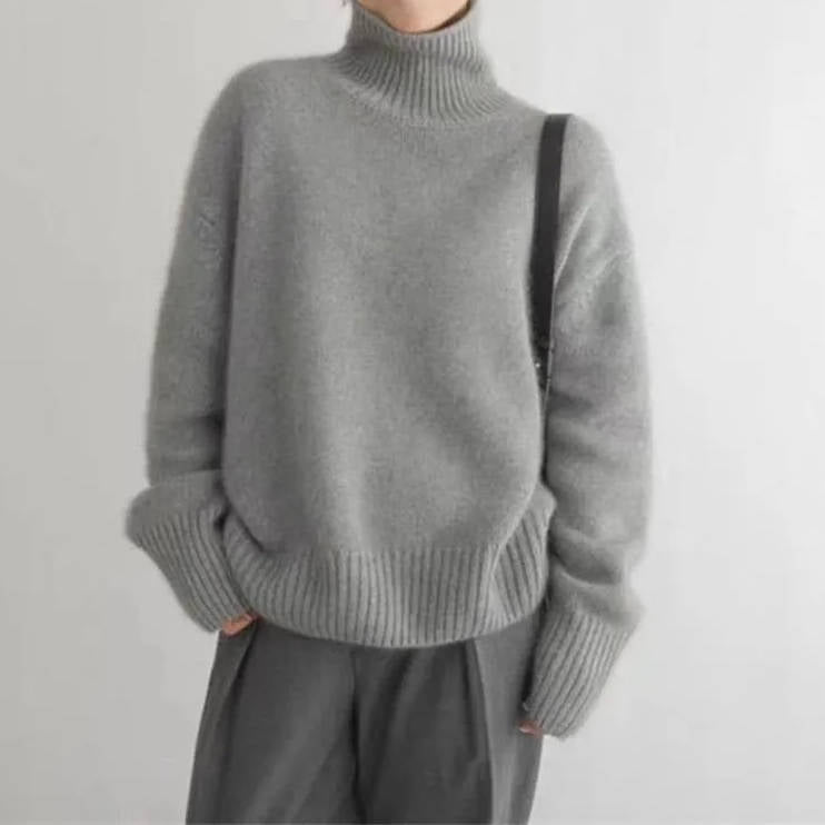 Women's Cashmere Turtleneck Sweater Soft Cozy Relaxed Fit Warm Casual Elegant Winter – Beige