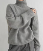 Women's Cashmere Turtleneck Sweater Soft Cozy Relaxed Fit Warm Casual Elegant Winter – Beige