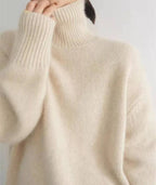 Women's Cashmere Turtleneck Sweater Soft Cozy Relaxed Fit Warm Casual Elegant Winter – Beige