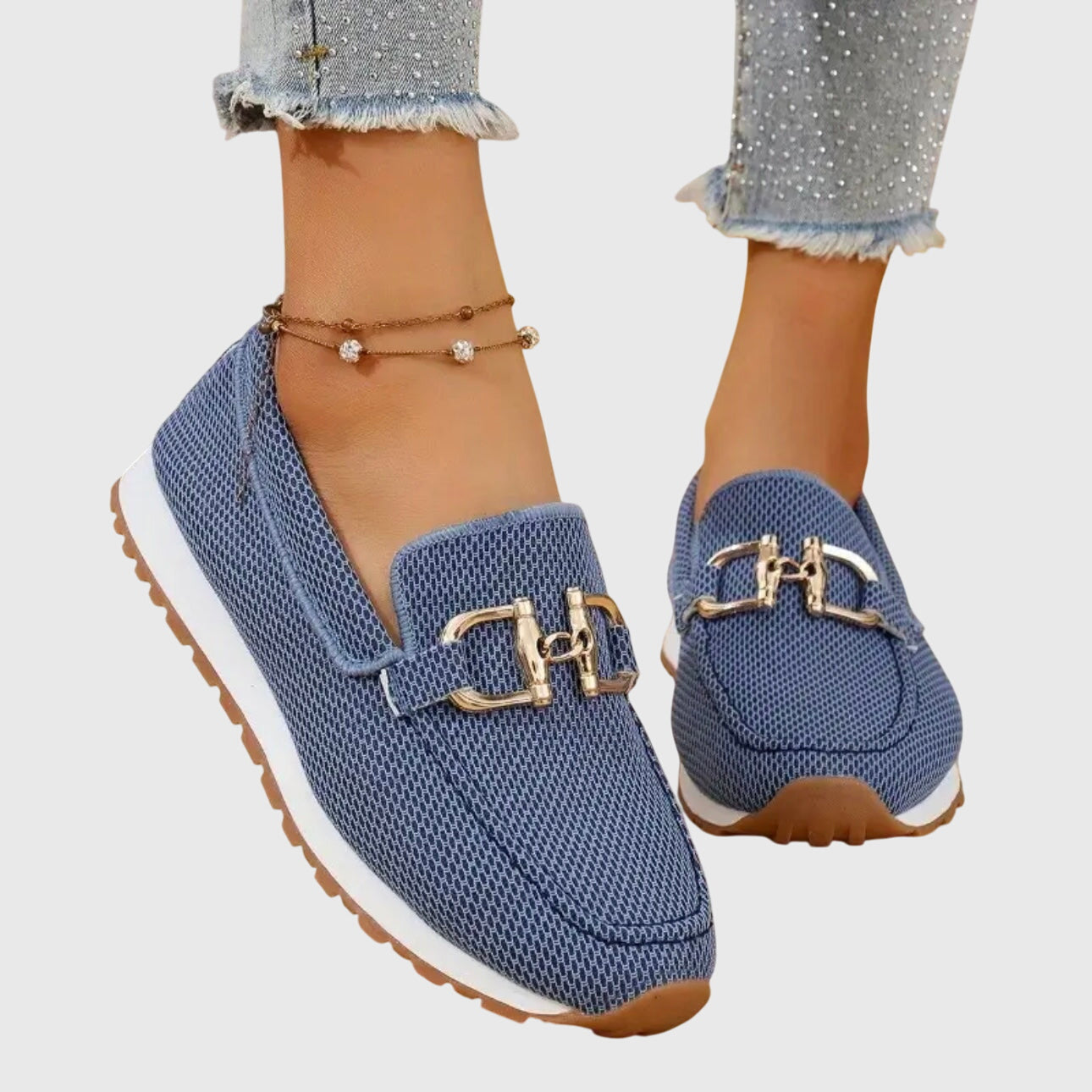 Women's Breathable Loafers Gold Horsebit Detail Lightweight Slip-On – Susana