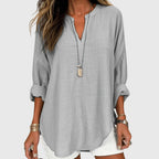 Women's Flowy Elegant Beach Shirt V-Neck Long Sleeve Relaxed Fit Casual Summer – Lenara