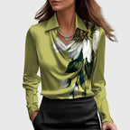 Women's Elegant Satin Blouse Cowl Neck Long Sleeve Luxe Shine Flowing Fit Casual Chic – Brooklyn