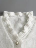 Women's Ruffle Blouse Decorative Buttons Flowing Neckline Feminine Elegant Casual Dressy Chic – Darcey