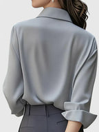 Women's Elegant Button-Down Collar Top Long Sleeve Relaxed Fit Versatile Casual Chic – Melvaya